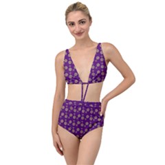 Victorian Crosses Purple Tied Up Two Piece Swimsuit