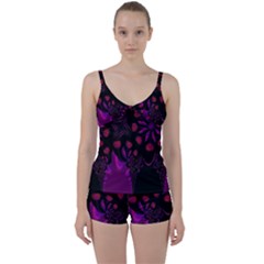 Background Red Purple Black Color Tie Front Two Piece Tankini by Pakrebo