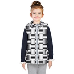 Black And White Basket Weave Kids  Hooded Puffer Vest