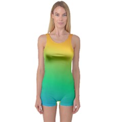 Sunburnt Splash One Piece Boyleg Swimsuit by retrotoomoderndesigns