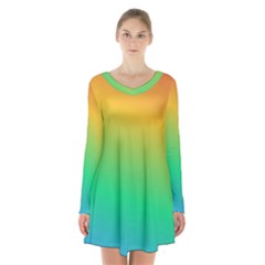Sunburnt Splash Long Sleeve Velvet V-neck Dress by retrotoomoderndesigns