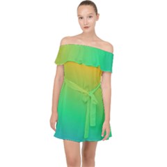 Sunburnt Splash Off Shoulder Chiffon Dress by retrotoomoderndesigns