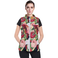 Tropical Bird Floral Women s Puffer Vest