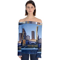 Columbus Skyline Off Shoulder Long Sleeve Top by Riverwoman