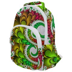 Fractal Abstract Aesthetic Pattern Rounded Multi Pocket Backpack by Pakrebo