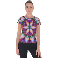 Seamless Abstract Colorful Tile Short Sleeve Sports Top  by Pakrebo