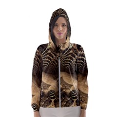 Fractal Bones Cave Fossil Render Hooded Windbreaker (women) by Pakrebo