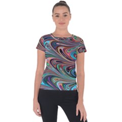 Seamless Abstract Marble Colorful Short Sleeve Sports Top  by Pakrebo