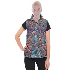 Seamless Abstract Marble Colorful Women s Button Up Vest by Pakrebo