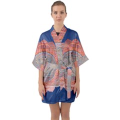 Boho Bliss Peach Metallic Mandala Quarter Sleeve Kimono Robe by beautyskulls