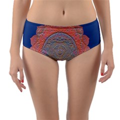 Boho Bliss Peach Metallic Mandala Reversible Mid-waist Bikini Bottoms by beautyskulls