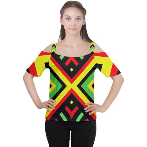 Reggae Vintage Geometric Vibrations Cutout Shoulder Tee by beautyskulls