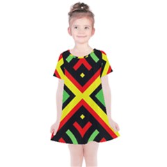 Reggae Vintage Geometric Vibrations Kids  Simple Cotton Dress by beautyskulls