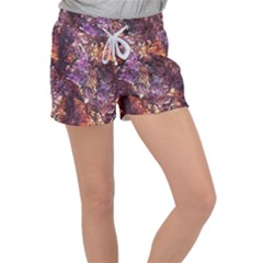 Colorful Rusty Abstract Print Women s Velour Lounge Shorts by dflcprintsclothing