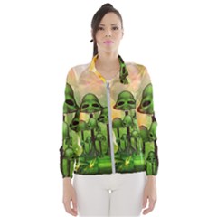 Awesome Funny Mushroom Skulls With Roses And Fire Windbreaker (women) by FantasyWorld7