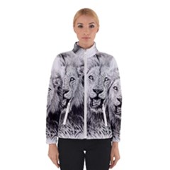 Lion Wildlife Art And Illustration Pencil Winter Jacket by Sudhe