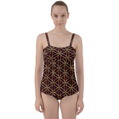 Flower Of Life Twist Front Tankini Set by Sudhe
