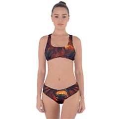 Dragon Legend Art Fire Digital Fantasy Criss Cross Bikini Set