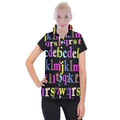 Alphabet Letters Colorful Polka Dots Letters In Lower Case Women s Button Up Vest