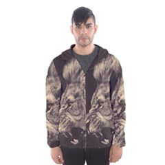 Angry Male Lion Hooded Windbreaker (men) by Sudhe