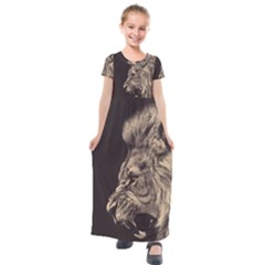 Angry Male Lion Kids  Short Sleeve Maxi Dress by Sudhe