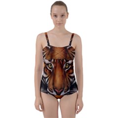 The Tiger Face Twist Front Tankini Set