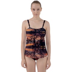 Aurora Sunset Sun Landscape Twist Front Tankini Set