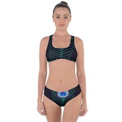 Peacock Feather Criss Cross Bikini Set