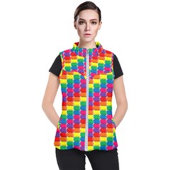 Rainbow 3d Cubes Red Orange Women s Puffer Vest