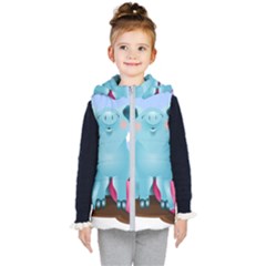 Pig Animal Love Kids  Hooded Puffer Vest by Sudhe