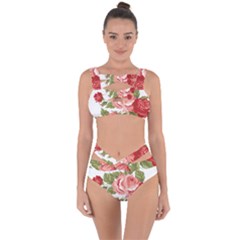 Flower Rose Pink Red Romantic Bandaged Up Bikini Set  by Sudhe