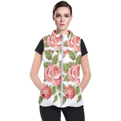 Flower Rose Pink Red Romantic Women s Puffer Vest