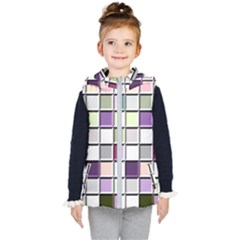 Color Tiles Abstract Mosaic Background Kids  Hooded Puffer Vest