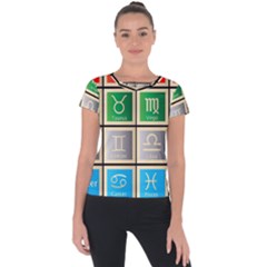 Set Of The Twelve Signs Of The Zodiac Astrology Birth Symbols Short Sleeve Sports Top 