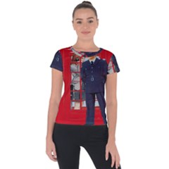 Red London Phone Boxes Short Sleeve Sports Top  by Sudhe