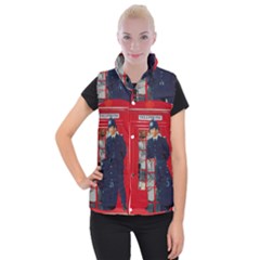 Red London Phone Boxes Women s Button Up Vest