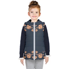 Floral Vintage Royal Frame Pattern Kids  Hooded Puffer Vest