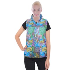 Globe World Map Maps Europe Women s Button Up Vest