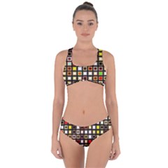 Squares Colorful Texture Modern Art Criss Cross Bikini Set