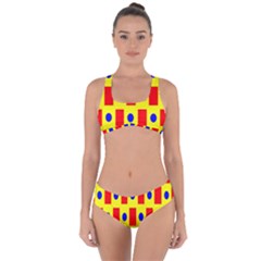 Pattern Design Backdrop Criss Cross Bikini Set