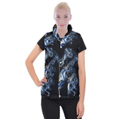 Smoke Flame Dynamic Wave Motion Women s Button Up Vest by Sudhe