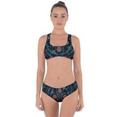 Abstract Digital Geometric Pattern Criss Cross Bikini Set