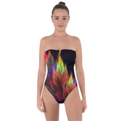 Abstract Digital Art Fractal Tie Back One Piece Swimsuit by Sudhe