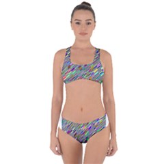 Waves Background Wallpaper Stripes Criss Cross Bikini Set by Sudhe