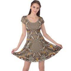 Abstract Digital Geometric Pattern Cap Sleeve Dress by Sudhe