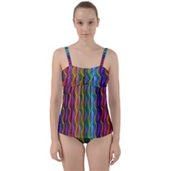 Background Wallpaper Psychedelic Twist Front Tankini Set