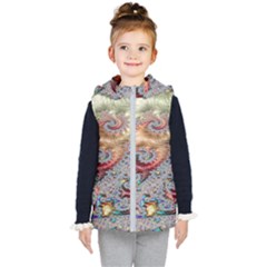 Fractal Artwork Design Pattern Kids  Hooded Puffer Vest by Sudhe