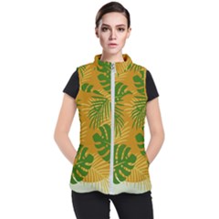 Leaf Leaves Nature Green Autumn Women s Puffer Vest