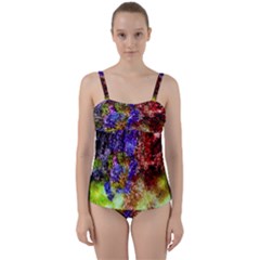 Splashes Of Color Background Twist Front Tankini Set