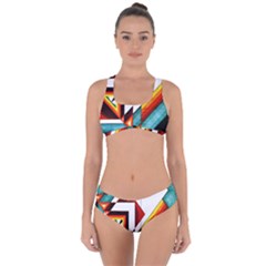 Diamond Acrylic Paint Pattern Criss Cross Bikini Set